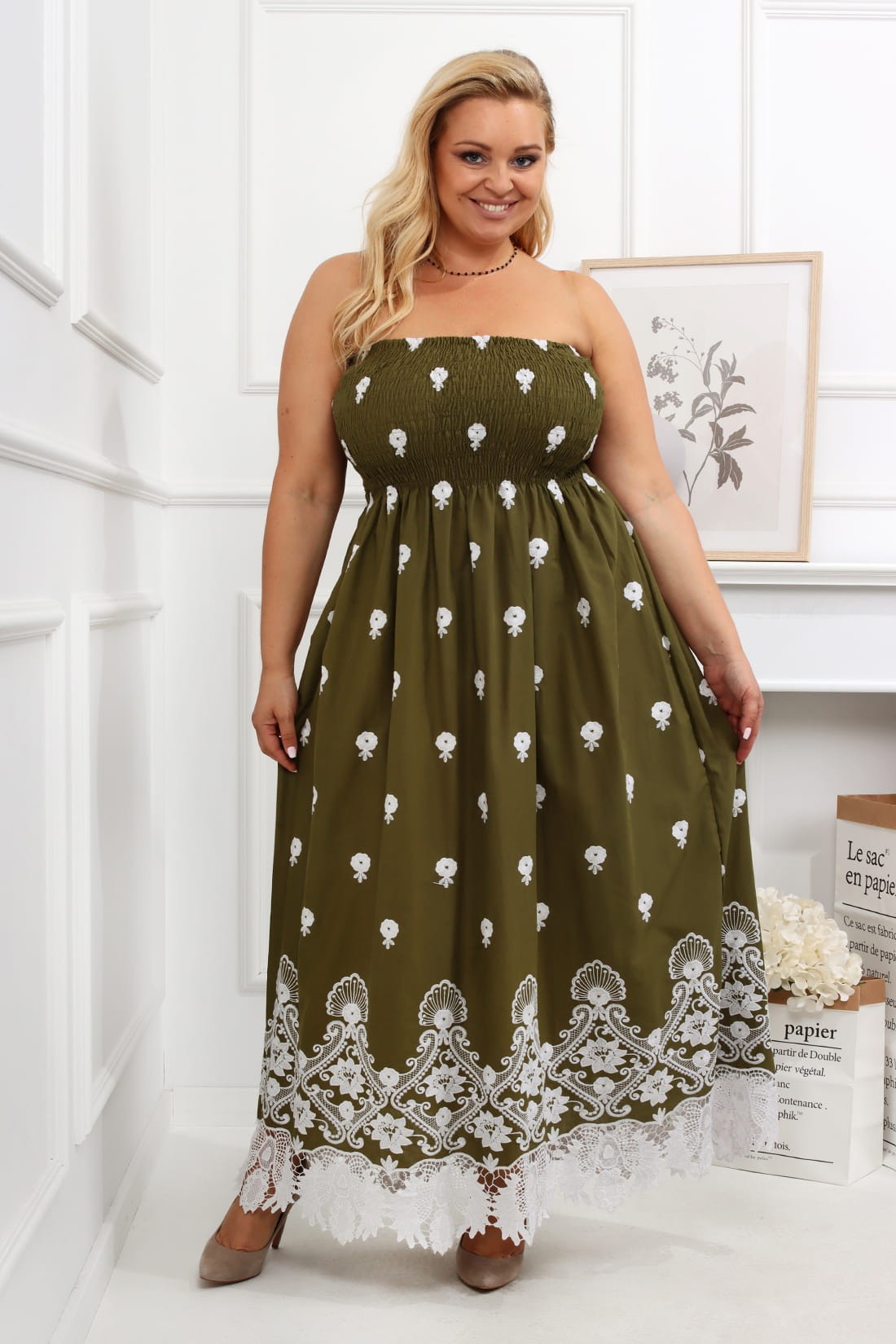   Sukienka maxi plus size Dalia -K z koronką (L.r 46 -58)