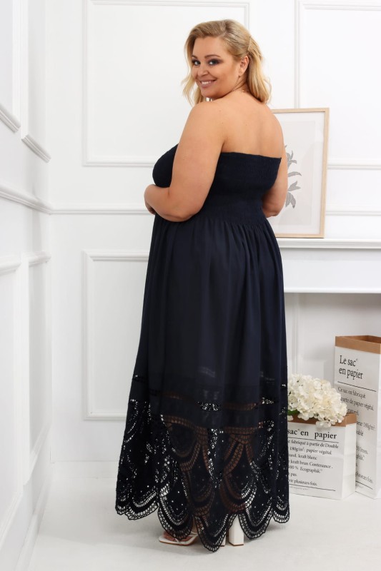   Sukienka maxi plus size Dalia -K granatowa z koronką (r. 46 do 58) 