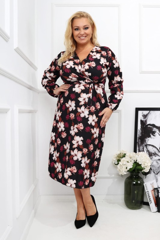 Sukienka plus size w kwiatowy print MERCII w kwiaty  ( r. 42-50)  