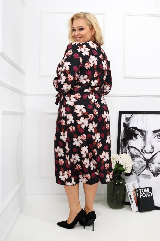 Sukienka plus size w kwiatowy print MERCII w kwiaty  ( r. 42-50)  
