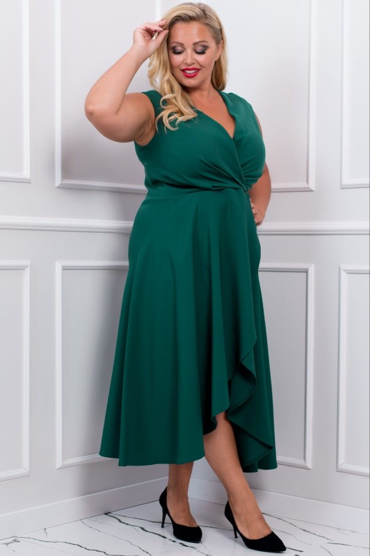 Sukienka asymetryczna plus size GRETA  -  GŁADKA ( r. 48-54)