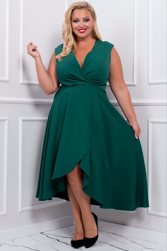 Sukienka asymetryczna plus size GRETA  -  GŁADKA ( r. 48-54)