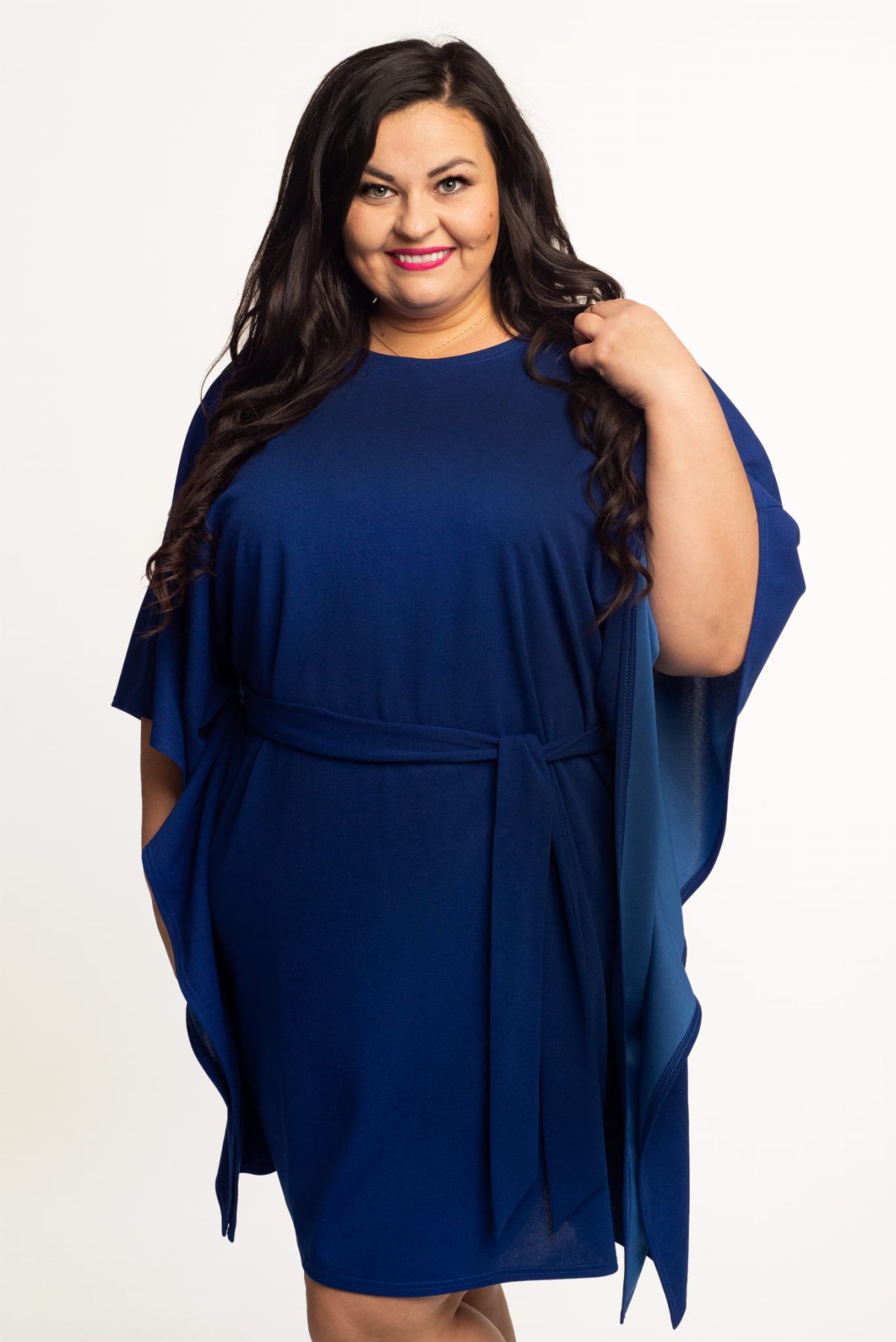 Sukienka plus size Nietoperz + pasek  ( r. 46 do 56) 