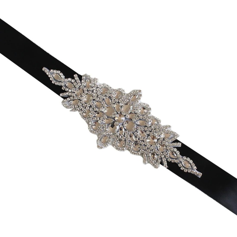 Pasek z cyrkoniami na satynowej taśmie CRYSTAL ( r. 42-62)