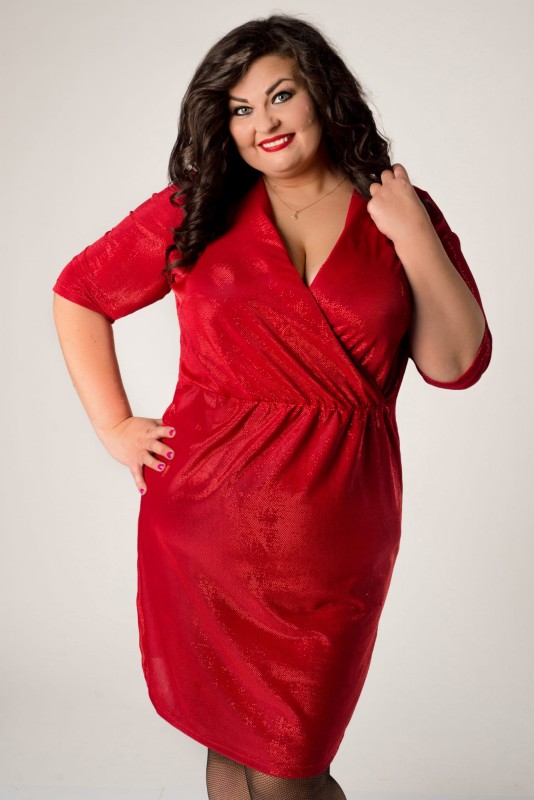 Sukienka  plus size nabłyszczana SHINE moda BL949 ( r. 44-54)  