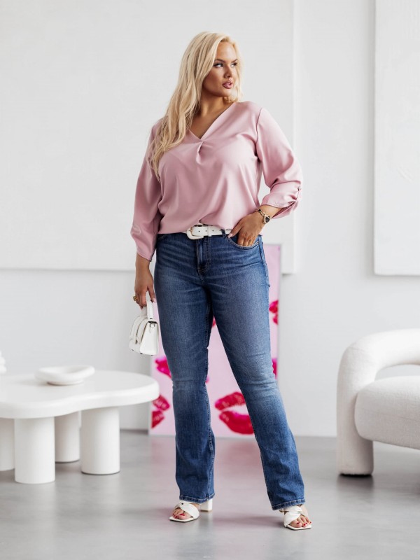 ELEGANCKA BLUZKA KOSZULOWA PLUS SIZE  DEKOLT V FALKO (r. 44-48) mod 717
