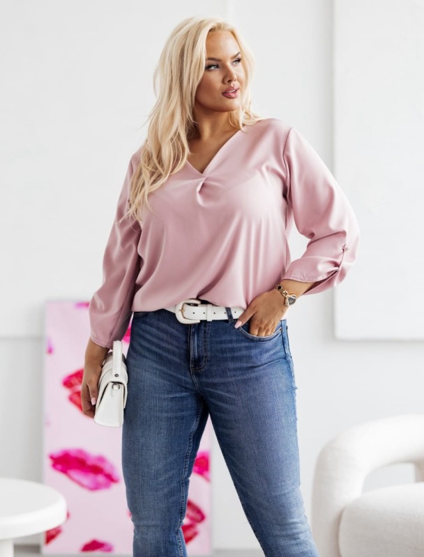 ELEGANCKA BLUZKA KOSZULOWA PLUS SIZE  DEKOLT V FALKO (r. 44-48) mod 717