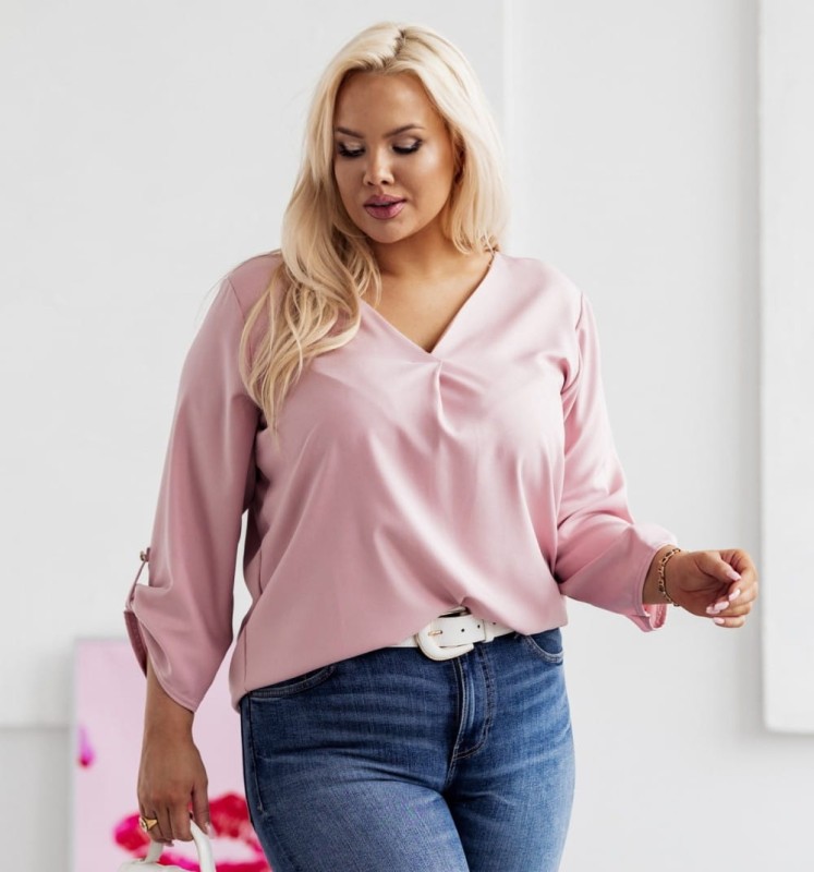ELEGANCKA BLUZKA KOSZULOWA PLUS SIZE  DEKOLT V FALKO (r. 44-48) mod 717