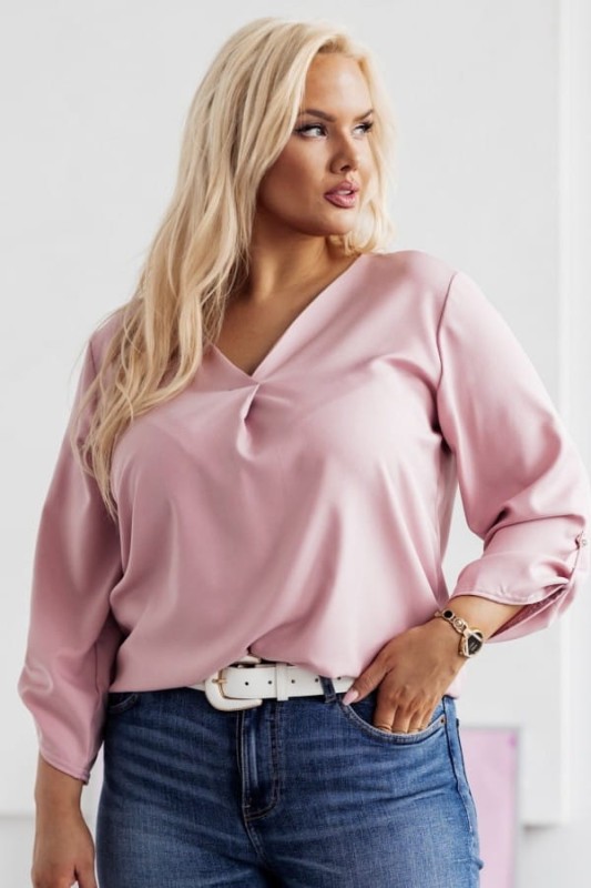 ELEGANCKA BLUZKA KOSZULOWA PLUS SIZE  DEKOLT V FALKO (r. 44-48) mod 717