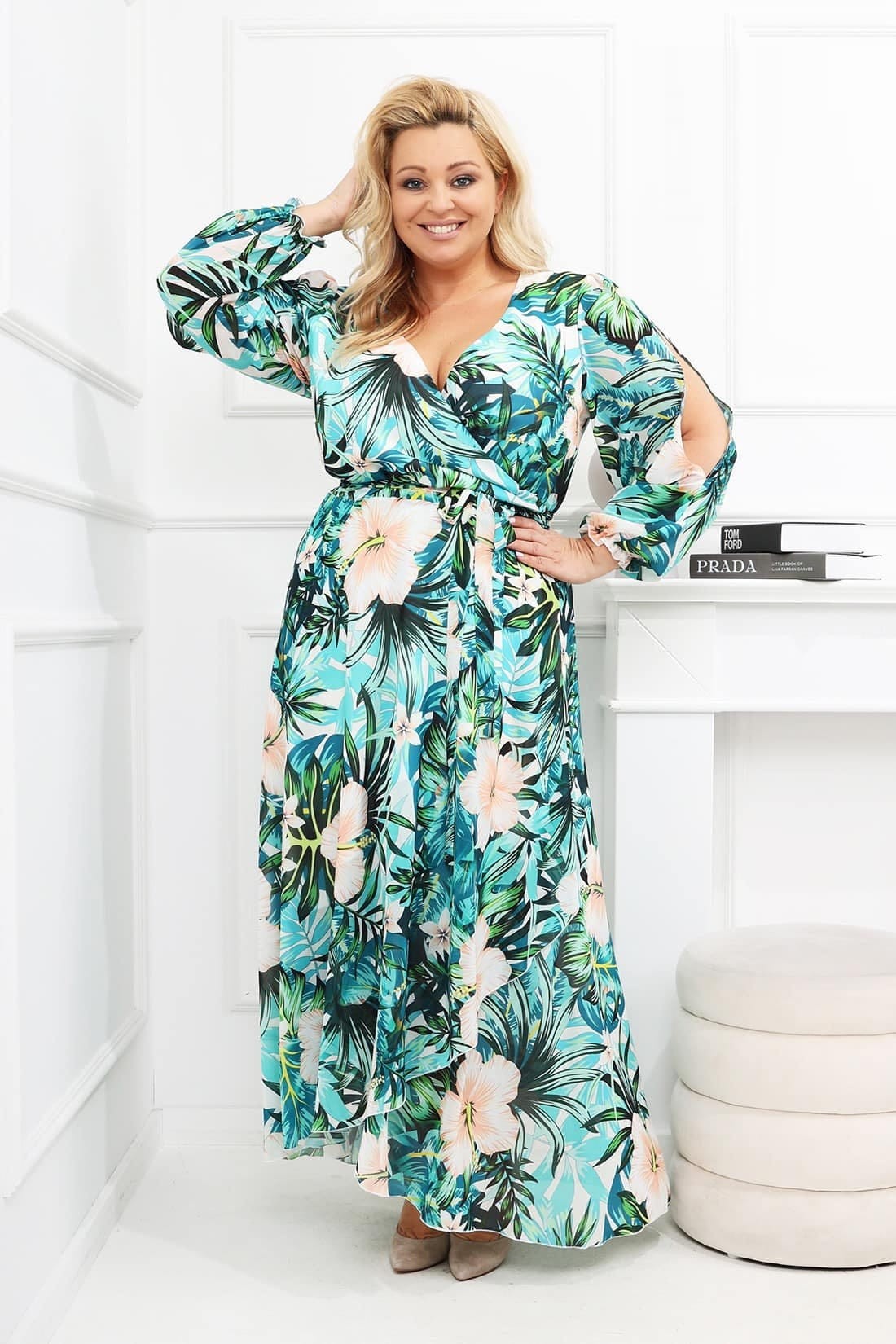 Szyfonowa sukienka plus size maxi LAILA mod 65 ( r. 46-56 )  