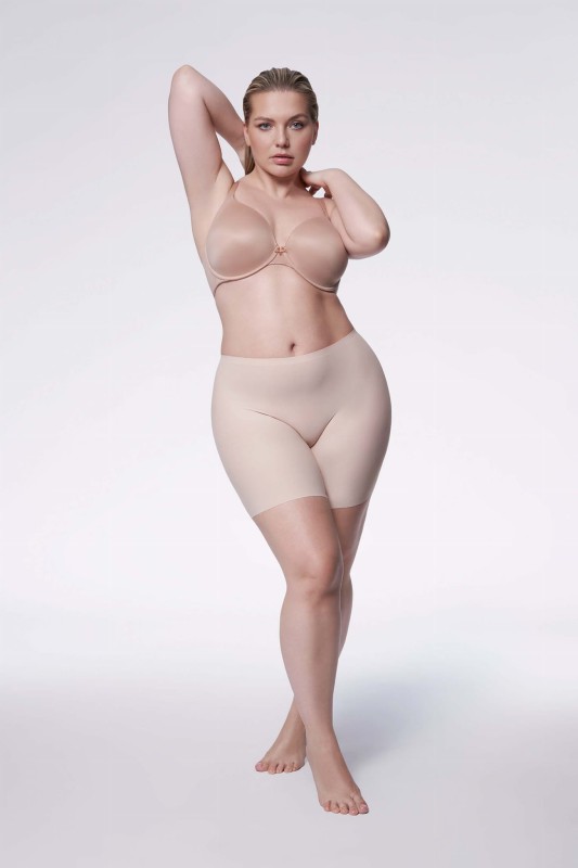 Bermudy majtki wyszczuplające plus size z nogawkami Comfort Naturalne