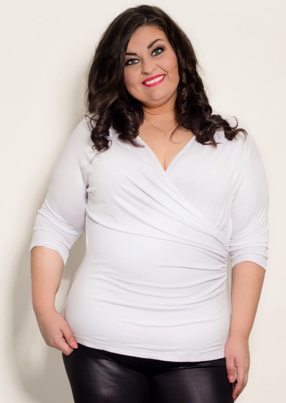 Bluzka plus size z zakładanym dekoltem i marszczeniem EMILY  ( r. 44-54) BESTSELLER