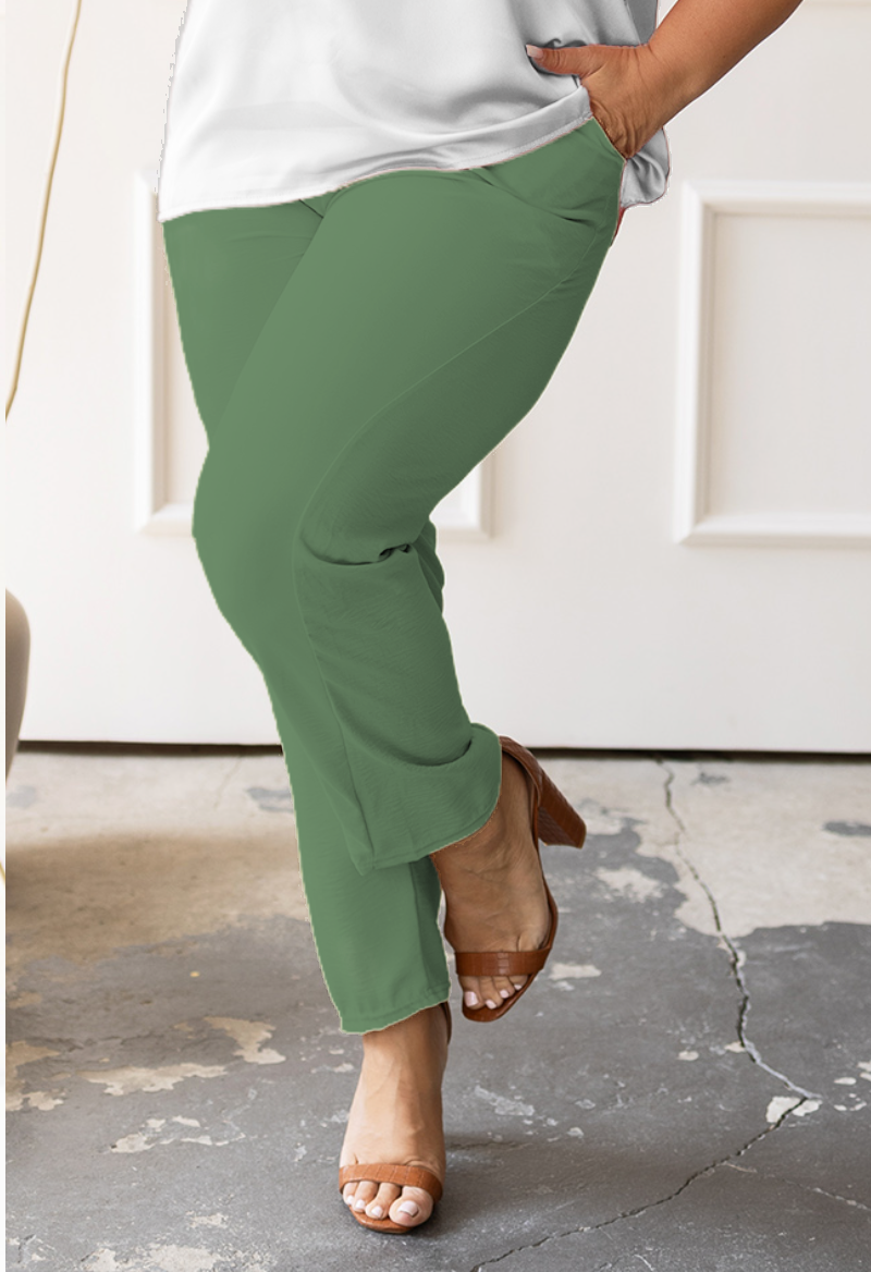 Spodnie plus size z szerszą nogawką z gumą w pasie ( 44-54)  