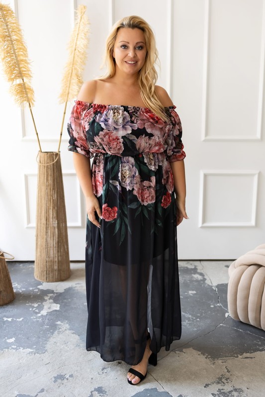 Sukienka maxi w kwiaty hiszpanka ( r. 48-54) 