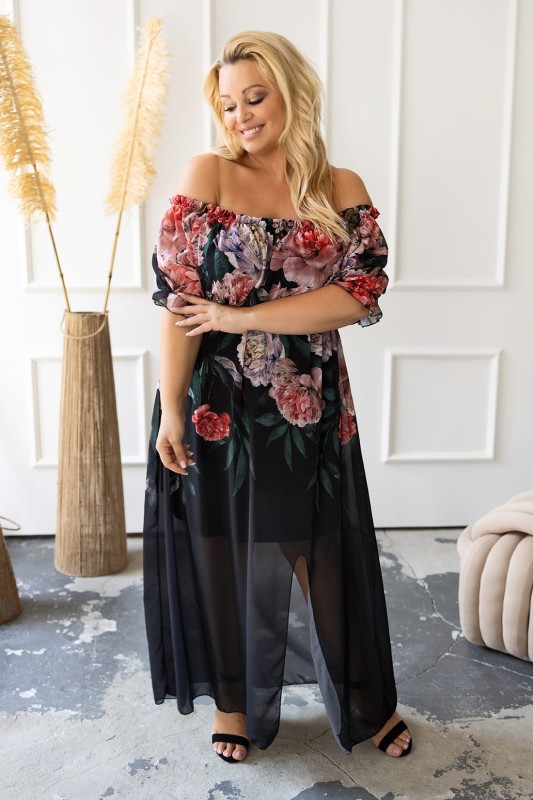 Sukienka maxi w kwiaty hiszpanka ( r. 48-54) 