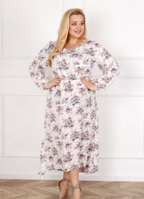 Sukienka maxi plus size w kwiaty BRIDGET ( r.44-52 ) 