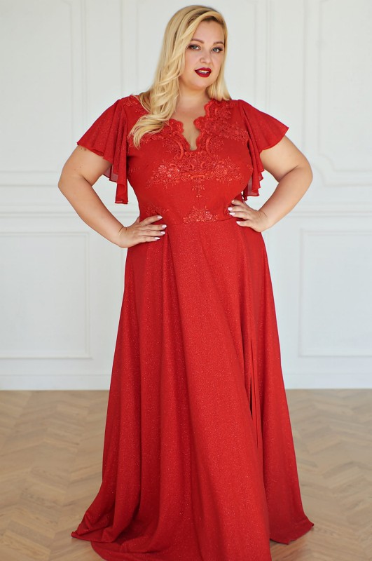 SUKIENKA PLUS SIZE CHARLOTE BROCATE MAXI PREMIUM ( 48-54) - PROMOCJA % -WYSYŁKA 24H 