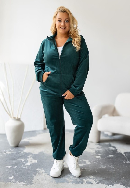 Welurowy komplet dresowy plus size  rozpinany ( r. 44-52)   BESTSELLER 