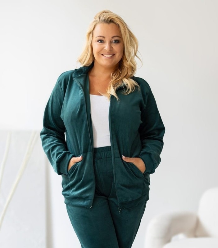 Welurowy komplet dresowy plus size  rozpinany ( r. 44-52)   BESTSELLER 
