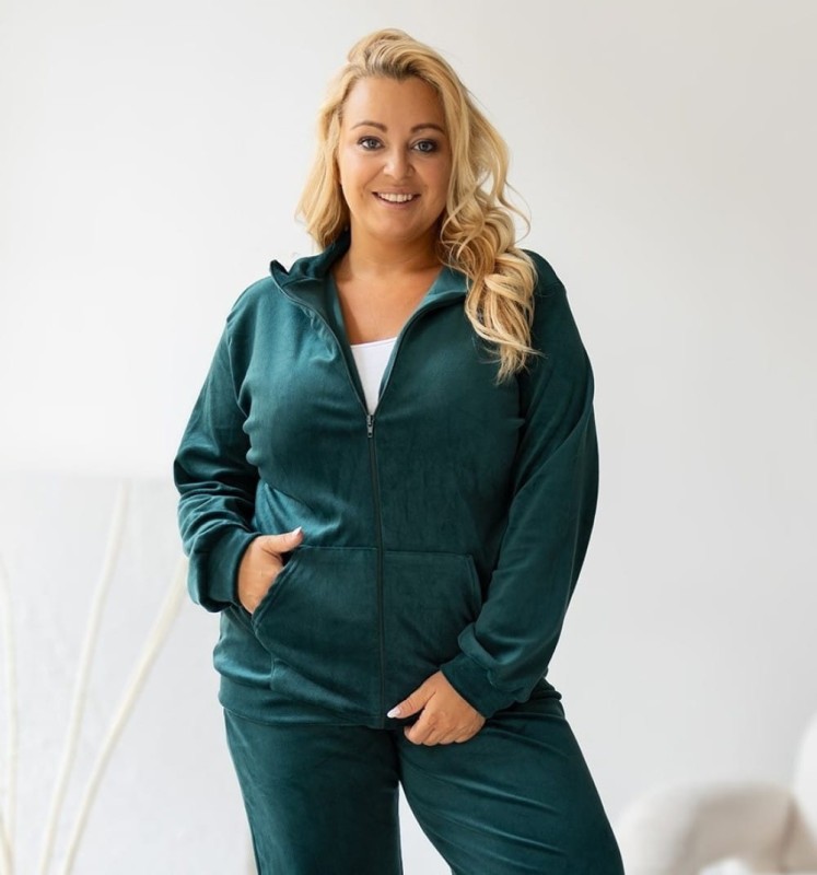 Welurowy komplet dresowy plus size  rozpinany ( r. 44-52)   BESTSELLER 