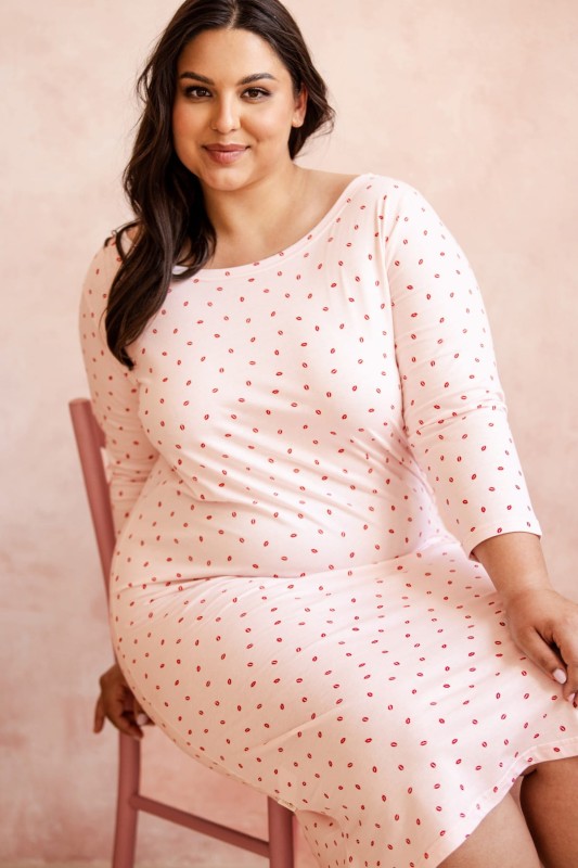 Koszula nocna plus size Angie 3259 Różowa