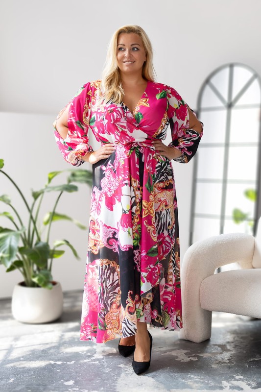 Szyfonowa sukienka plus size maxi LAILA versace ( r. 46-56 ) 