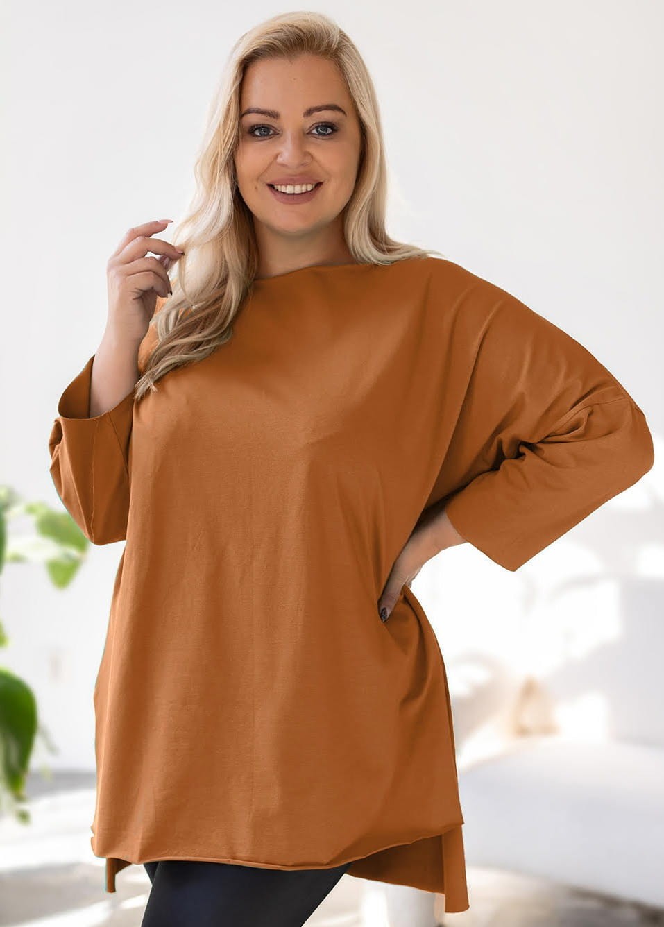 Tunika plus size asymetryczna cięta laserowo ( r. 48-56)  