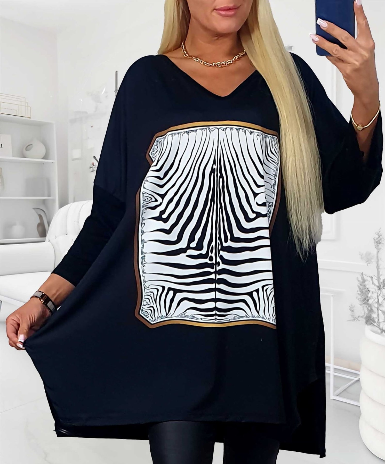Tunika plus size damska digital viskoza  zebra ( r. 48-56)   