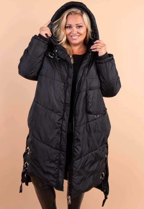 Kurtka zimowa plus size z wiązaniem z boku (r. 50-56) BESTSELLER