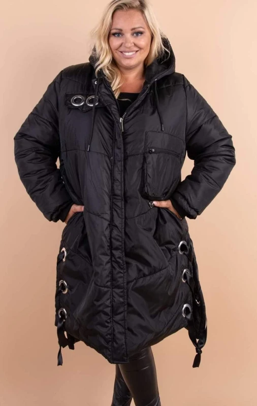 Kurtka zimowa plus size z wiązaniem z boku (r. 50-56) BESTSELLER