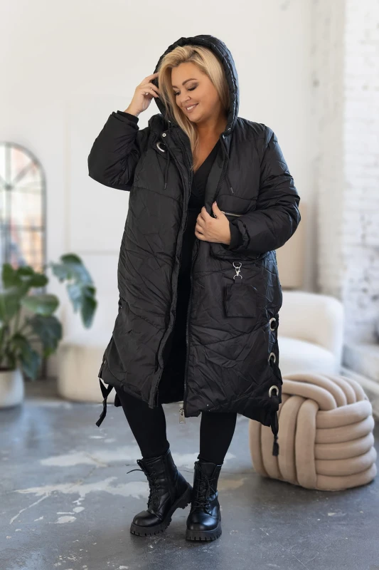 Kurtka zimowa plus size z wiązaniem z boku (r. 50-56) BESTSELLER