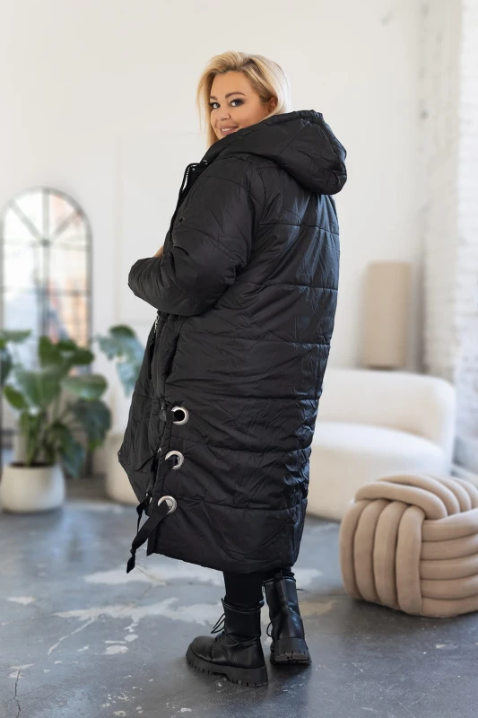 Kurtka zimowa plus size z wiązaniem z boku (r. 50-56) BESTSELLER
