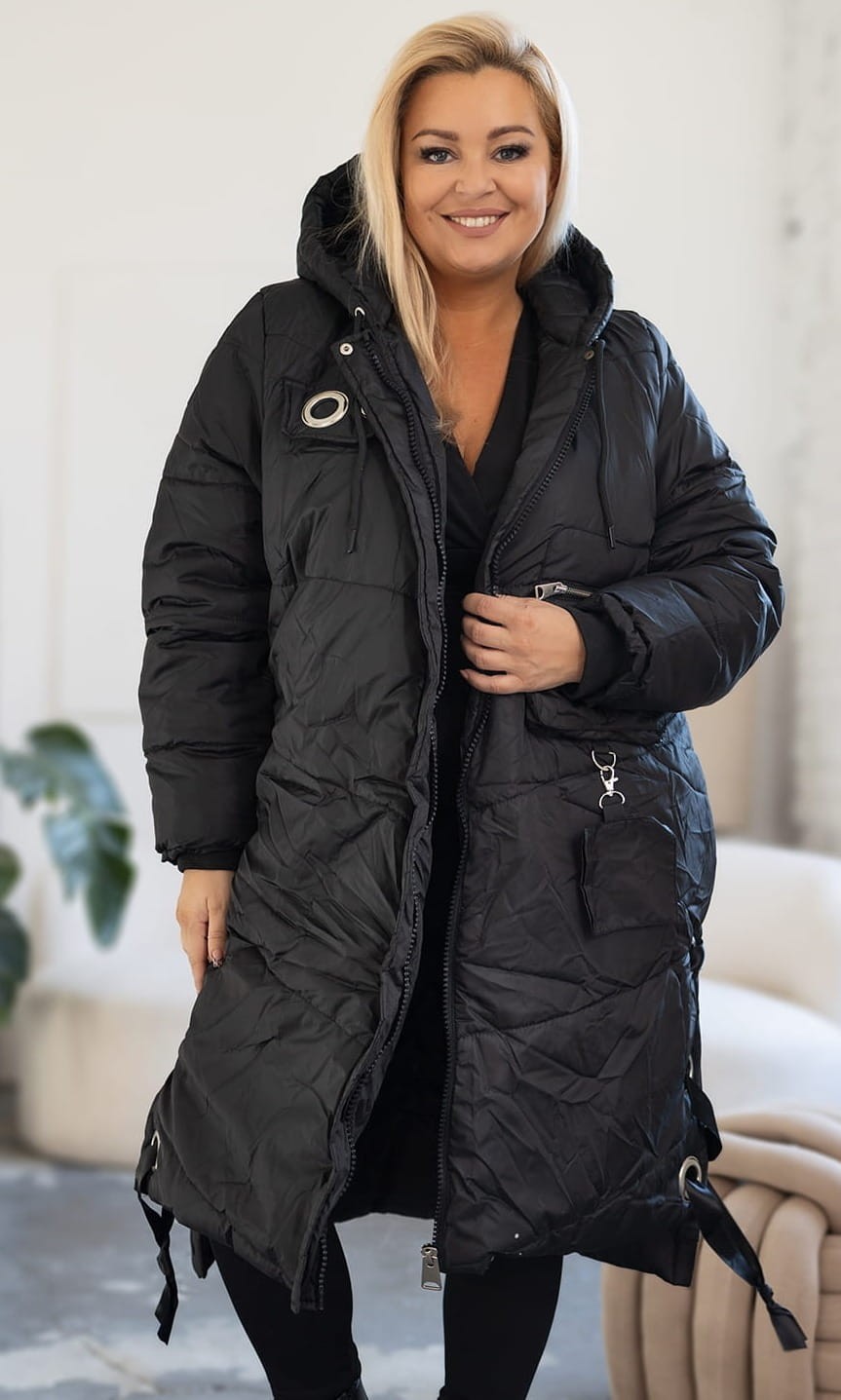 Kurtka zimowa plus size z wiązaniem z boku (r. 50-56) BESTSELLER