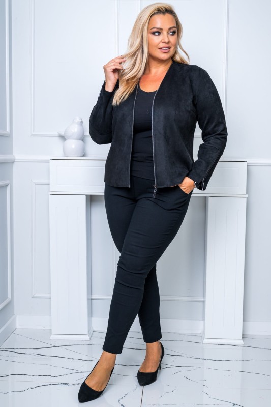 Kurtka plus size czarna z zamszu CAMELLIA #1 ( r. 48-56) 