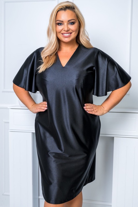 Czarna sukienka plus size PALOMA satyna ( r. 48-56) 