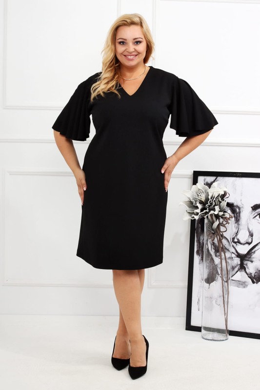Czarna sukienka plus size PALOMA mod 1 ( r. 48-56) 