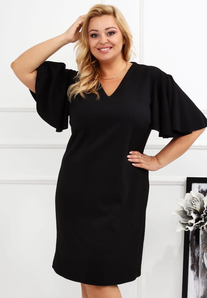 Czarna sukienka plus size PALOMA mod 1 ( r. 48-56) 