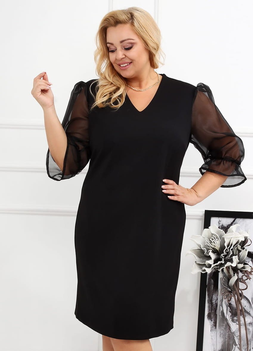 Czarna sukienka plus size Valentina  ( r. 48-56)    