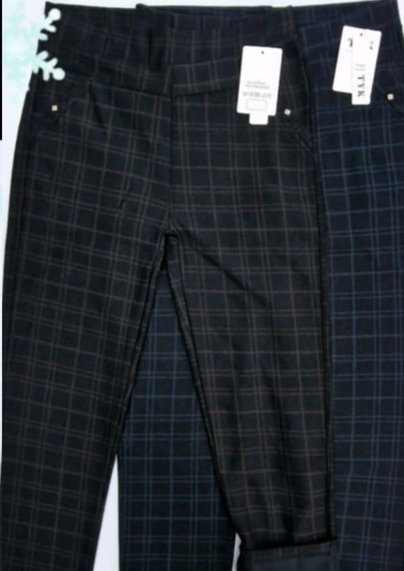 Spodnie plus size w krateczkę mod 2 BRĄZ ( r. 44-54)