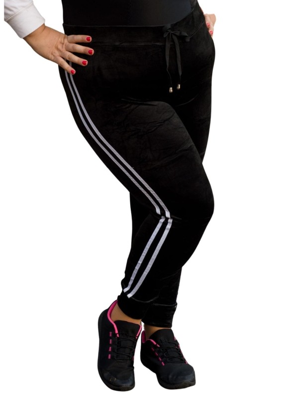 Welurowe spodnie / Legginsy plus size z lampasami ( r. 44-54) BESTSELLER