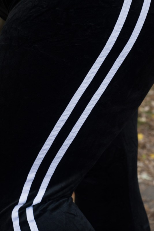 Welurowe spodnie / Legginsy plus size z lampasami ( r. 44-54) BESTSELLER