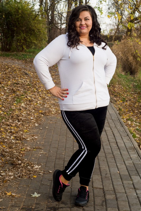 Welurowe spodnie / Legginsy plus size z lampasami ( r. 44-54) BESTSELLER