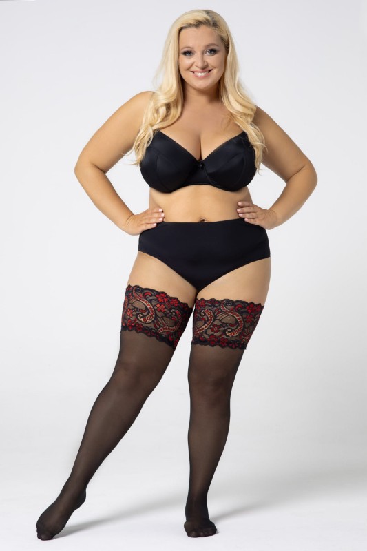 POŃCZOCHY SAMONOŚNE PLUS SIZE GLAM 30 DEN ONYX