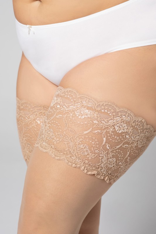 Pończochy samonośne Plus Size  DIVINE 30 DEN alabaster  - jasny beż