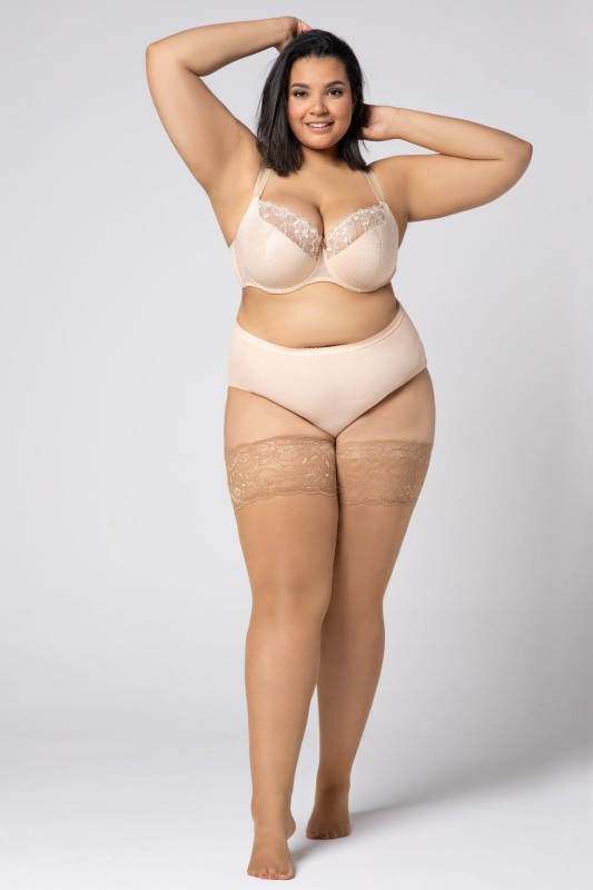 Pończochy samonośne Plus Size  DIVINE 30 DEN Jasper - średni beż