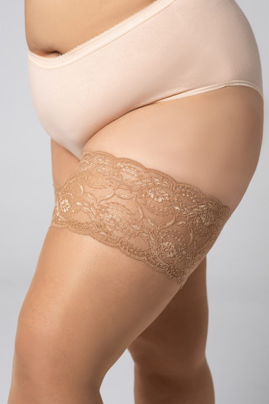 Pończochy samonośne Plus Size  DIVINE 30 DEN Jasper - średni beż