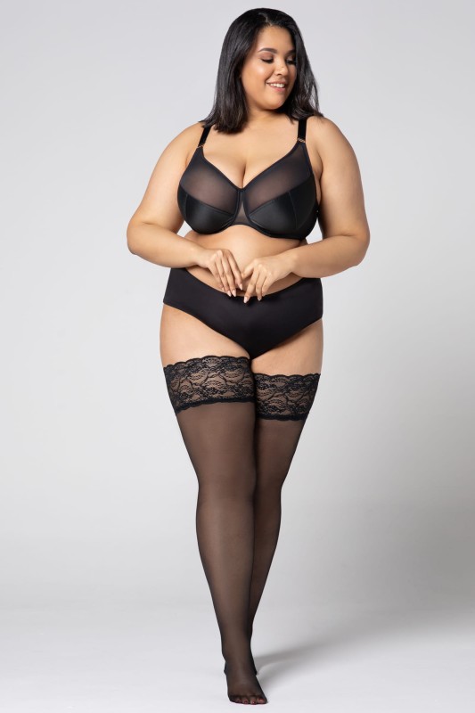Pończochy samonośne Plus Size  DIVINE 30 DEN - czarne