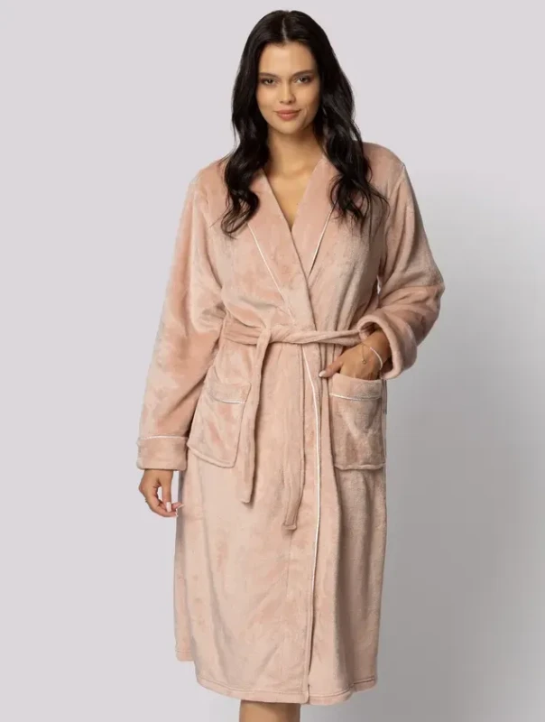 SZLAFROK DAMSKI PLUS SIZE pudrowy róż COMFY  ( r. 44 - 54) 