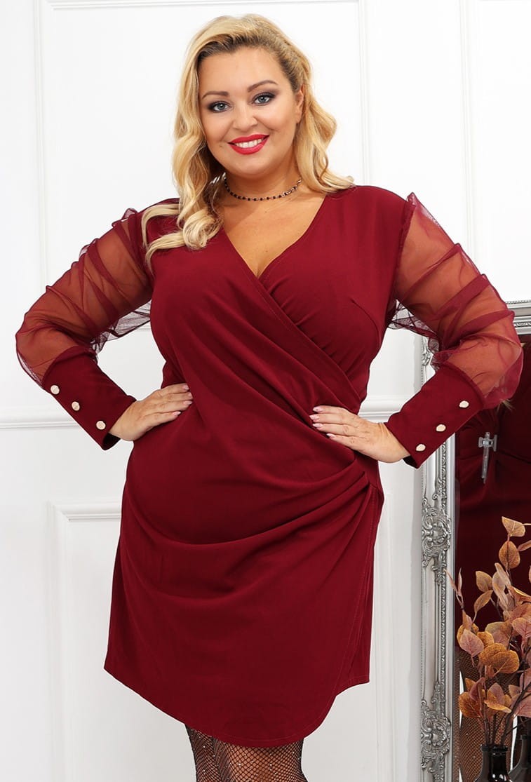 Sukienka plus size z tiulowymi rekawkami ( r. 46-54) BESTSELLER  PROMOCJA- WYSYLKA 24H