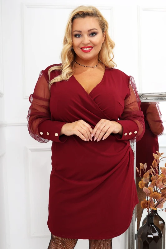 Sukienka plus size z tiulowymi rekawkami ( r. 46-54) BESTSELLER  PROMOCJA- WYSYLKA 24H